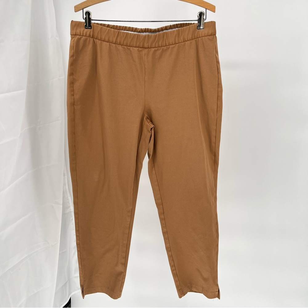 Eileen Fisher Womens Organic Cotton Pull On Pant Size M Ankle Stretch Caramel